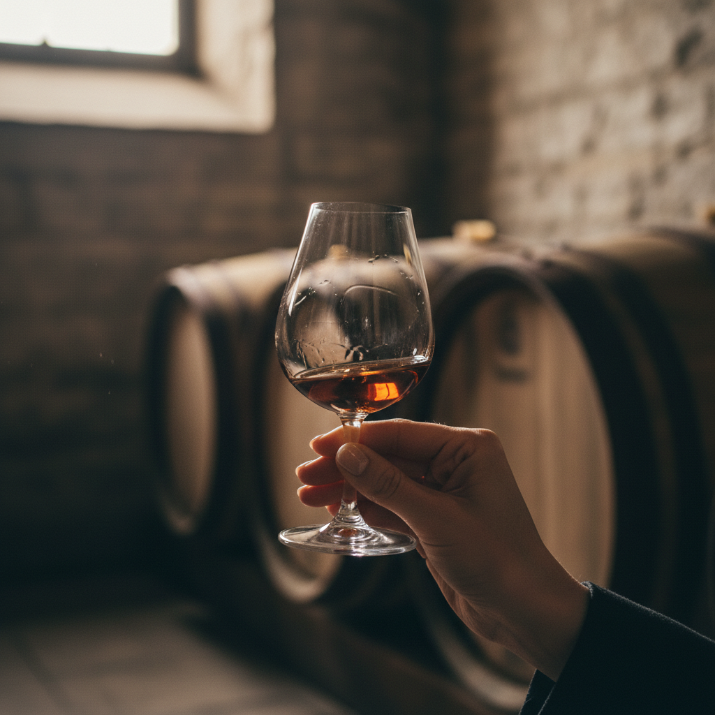 Dégustation professionnelle de spiritueux avec verre tulipe